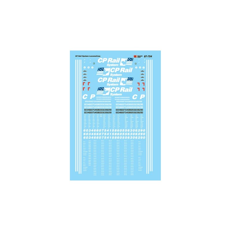 MICROSCALE DECAL 87-754 - CANADIAN PACIFIC DIESEL LOCOMOTIVES - HO SCALE