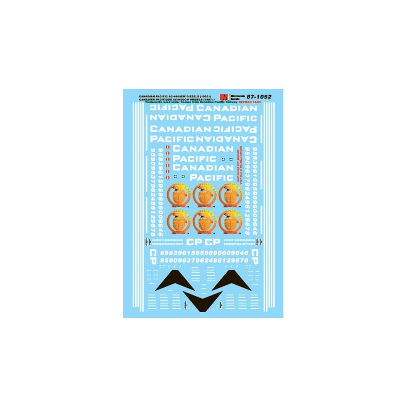 MICROSCALE DECAL 87-1052 - CANADIAN PACIFIC DIESEL LOCOMOTIVES - HO SCALE
