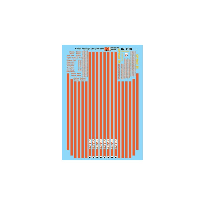 MICROSCALE DECAL 87-1160 - CANADIAN PACIFIC PASSENGER CARS - HO SCALE