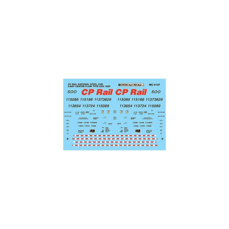 MICROSCALE DECAL MC-4137 - CANADIAN PACIFIC COVERED HOPPERS - HO SCALE
