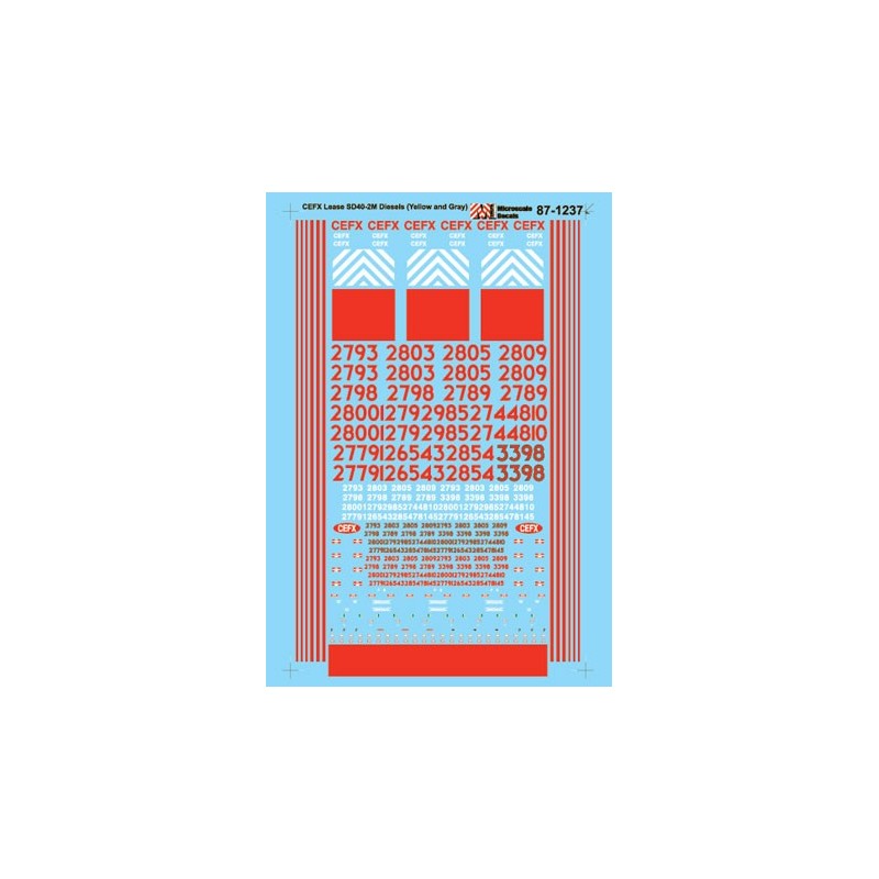 MICROSCALE DECAL 87-1237 - CAPITAL EQUIPMENT FINANCING DIESEL LOCOMOTIVES - HO SCALE