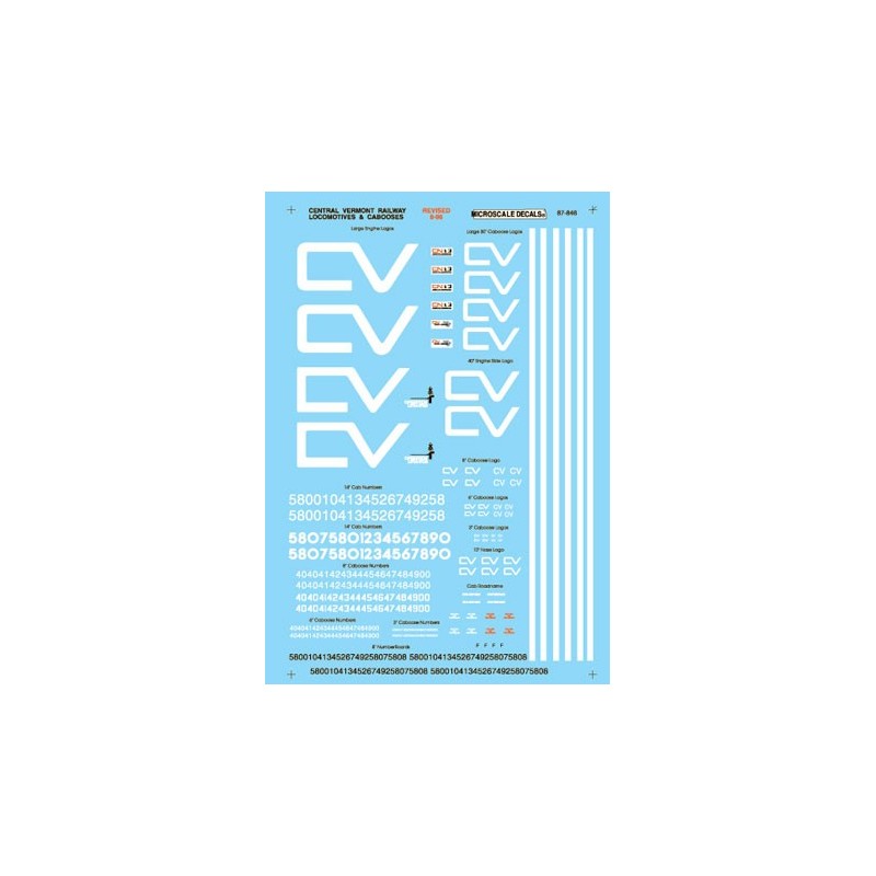 MICROSCALE DECAL 87-846 - CENTRAL VERMONT DIESEL LOCOMOTIVES & CABOOSES - HO SCALE