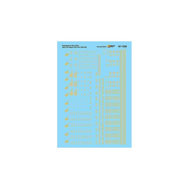 MICROSCALE DECAL 87-1338 - CHESAPEAKE & OHIO HOPPERS - HO SCALE