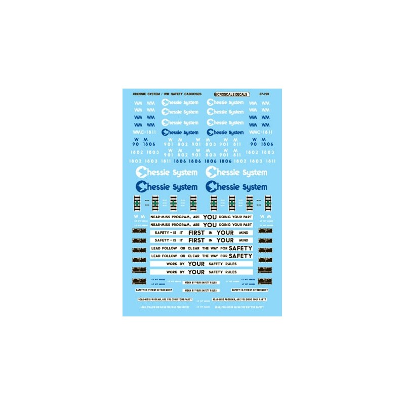 MICROSCALE DECAL 87-790 - CHESSIE SYSTEM / WESTERN MARYLAND CABOOSES - HO SCALE