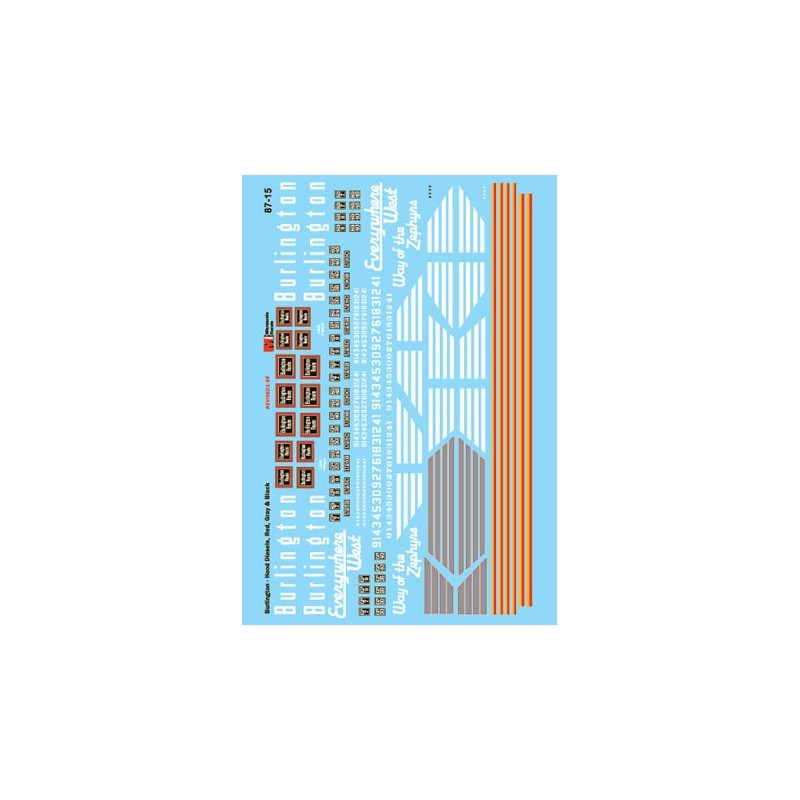 MICROSCALE DECAL 87-15 - CHICAGO BURLINGTON & QUINCY DIESEL LOCOMOTIVES - HO SCALE