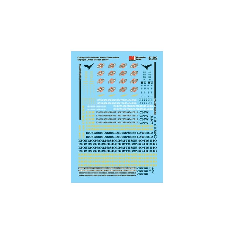 MICROSCALE DECAL 87-290 - CHICAGO & NORTHWESTERN DIESEL LOCOMOTIVES - HO SCALE