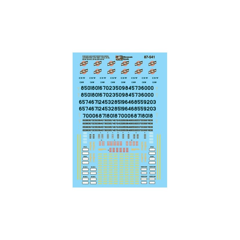 MICROSCALE DECAL 87-541 - CHICAGO & NORTHWESTERN DIESEL LOCOMOTIVES - HO SCALE