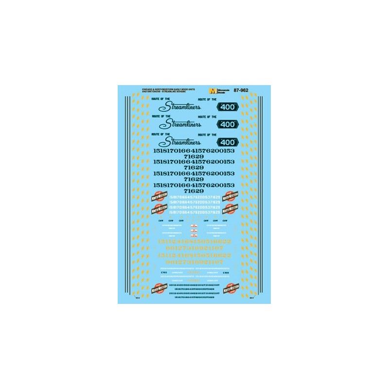 MICROSCALE DECAL 87-962 - CHICAGO & NORTHWESTERN DIESEL LOCOMOTIVES - HO SCALE