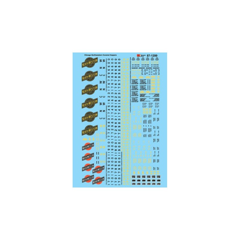 MICROSCALE DECAL 87-1299 - CHICAGO & NORTHWESTERN COVERED HOPPERS - HO SCALE
