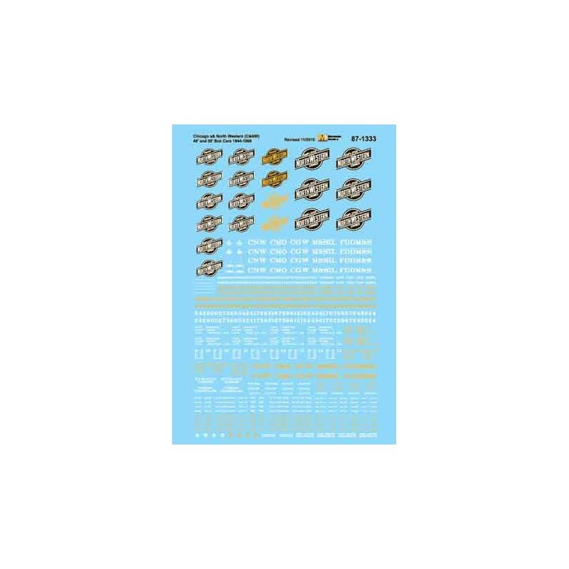 MICROSCALE DECAL 87-1333 - CHICAGO & NORTHWESTERN BOXCARS - HO SCALE