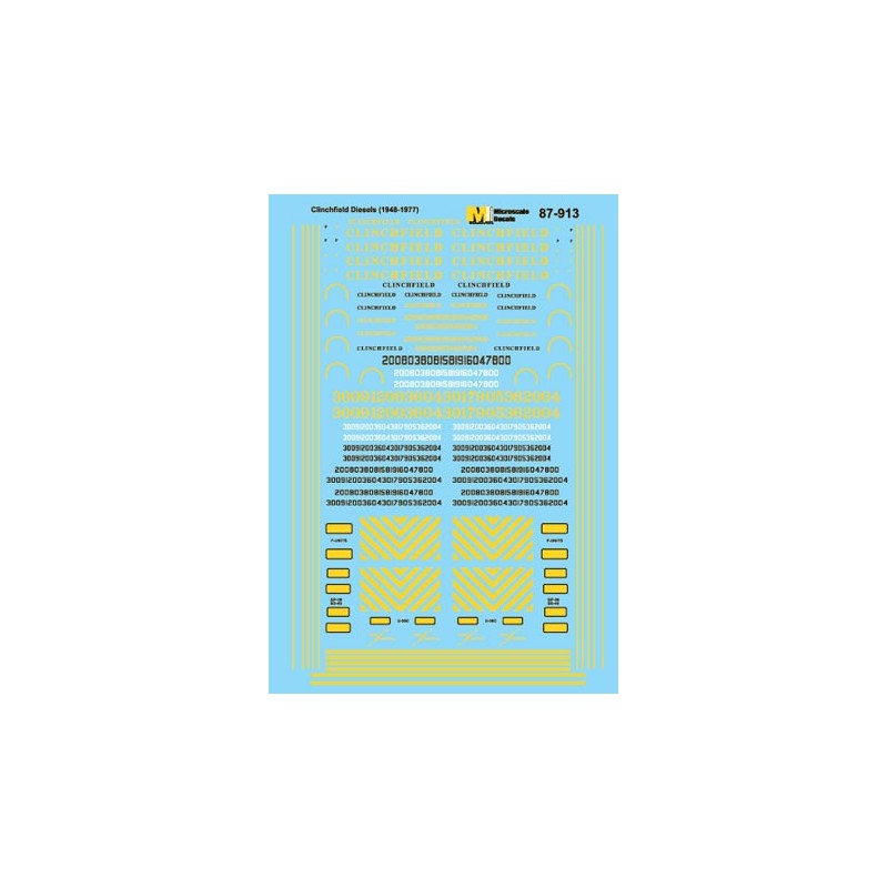 MICROSCALE DECAL 87-913 - CLINCHFIELD DIESEL LOCOMOTIVES - HO SCALE