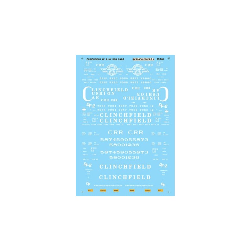 MICROSCALE DECAL 87-966 - CLINCHFIELD BOXCARS - HO SCALE