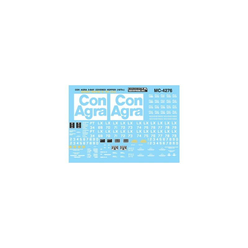MICROSCALE DECAL MC-4276 - CON AGRA COVERED HOPPER - HO SCALE