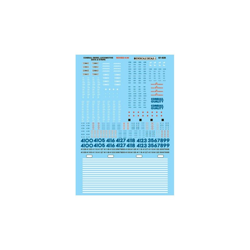 MICROSCALE DECAL 87-628 - CONRAIL DIESEL LOCOMOTIVE DATA & STRIPES - HO SCALE
