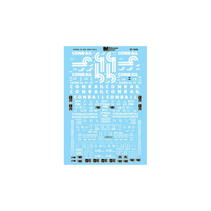 MICROSCALE DECAL 87-1046 - CONRAIL 50' BOXCARS - HO SCALE