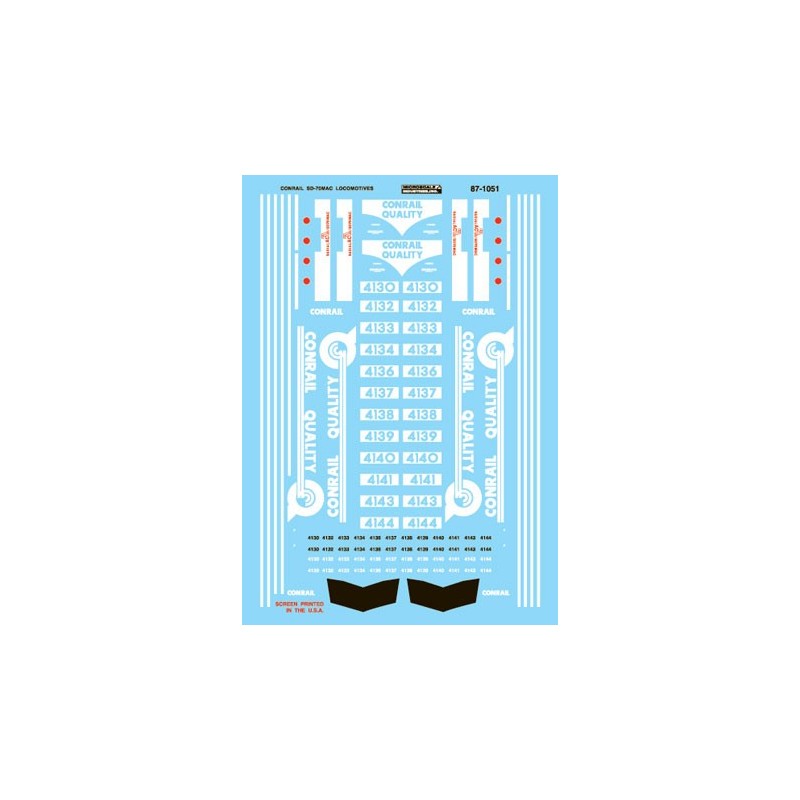 MICROSCALE DECAL 87-1051 - CONRAIL DIESEL LOCOMOTIVES - HO SCALE