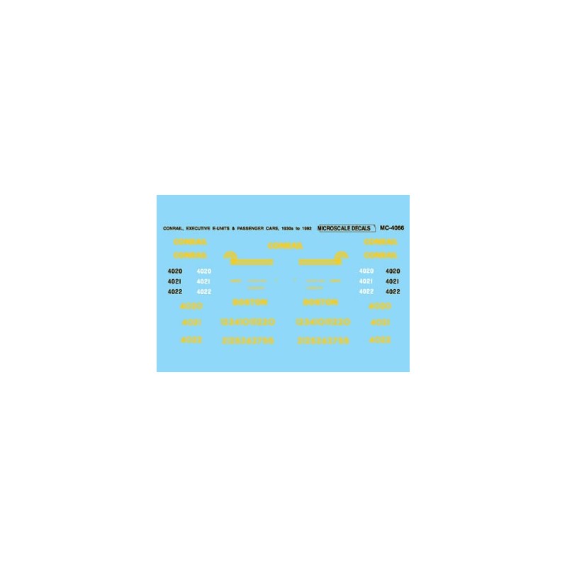MICROSCALE DECAL MC-4066 - CONRAIL EXECUTIVE DIESEL LOCOMOTIVES & PASSENGER CARS - HO SCALE
