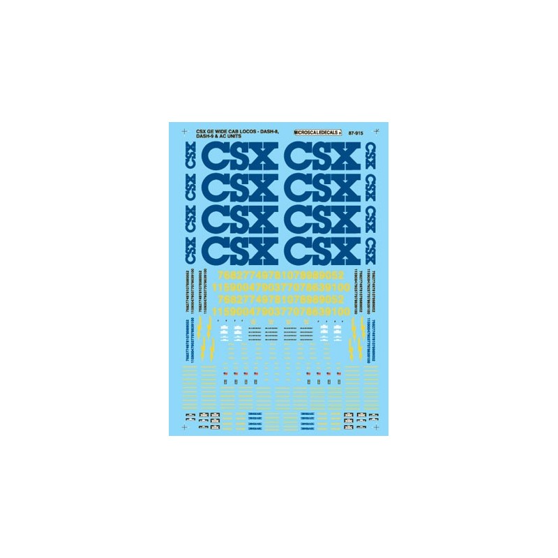 MICROSCALE DECAL 87-915 - CSX DIESEL LOCOMOTIVES - HO SCALE