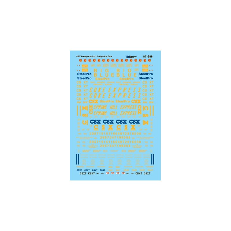 MICROSCALE DECAL 87-988 - CSX FREIGHT CAR DATA - HO SCALE