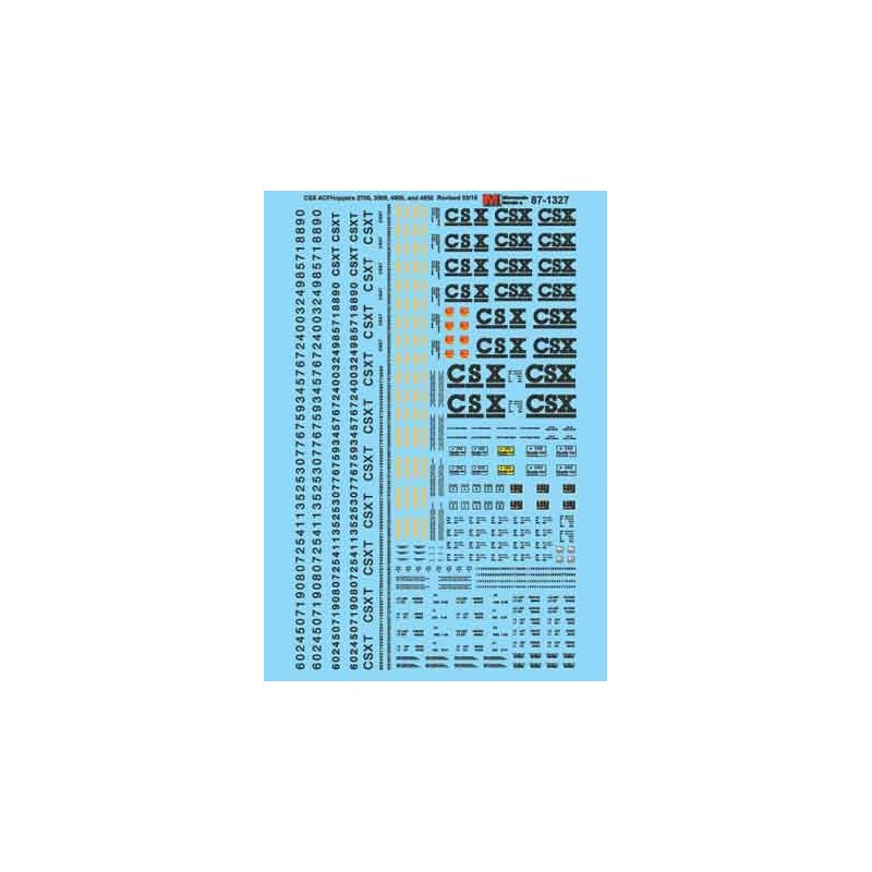 MICROSCALE DECAL 87-1327 - CSX COVERED HOPPERS - HO SCALE