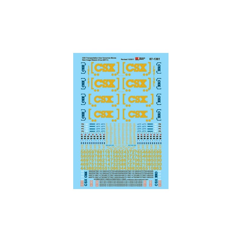 MICROSCALE DECAL 87-1361 - CSX DIESEL LOCOMOTIVES - HO SCALE