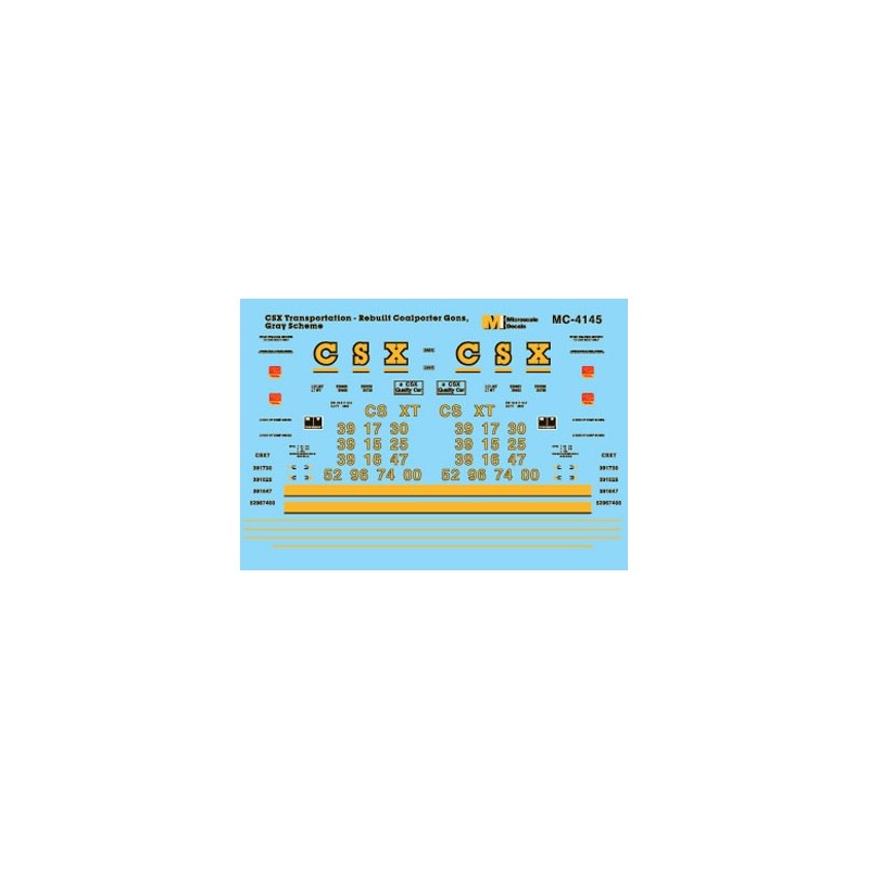 MICROSCALE DECAL MC-4145 - CSX REBUILT HOPPERS - HO SCALE