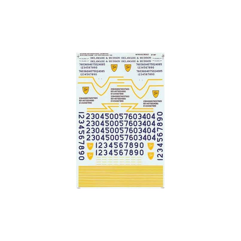 MICROSCALE DECAL 87-587 - DELAWARE & HUDSON DIESEL LOCOMOTIVES - HO SCALE