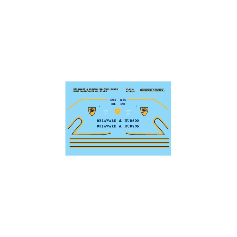 MICROSCALE DECAL MC-4010 - DELAWARE & HUDSON DIESEL LOCOMOTIVES - HO SCALE