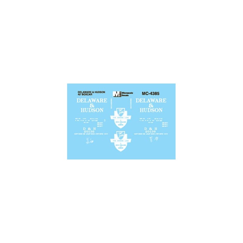 MICROSCALE DECAL MC-4385 - DELAWARE & HUDSON 40' BOXCAR - HO SCALE
