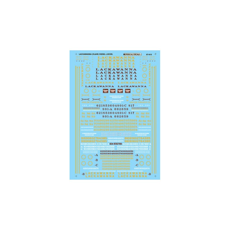 MICROSCALE DECAL 87-812 - DELAWARE LACKAWANNA & WESTERN DIESEL LOCOMOTIVES - HO SCALE