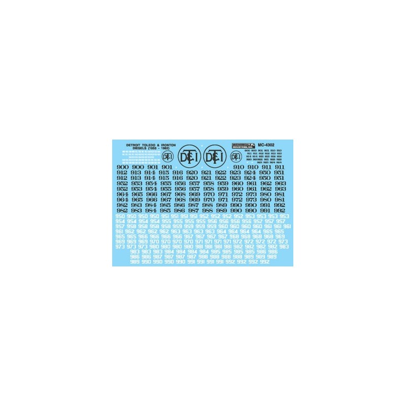 MICROSCALE DECAL MC-4302 - DETROIT TOLEDO & IRONTON DIESEL LOCOMOTIVES - HO SCALE