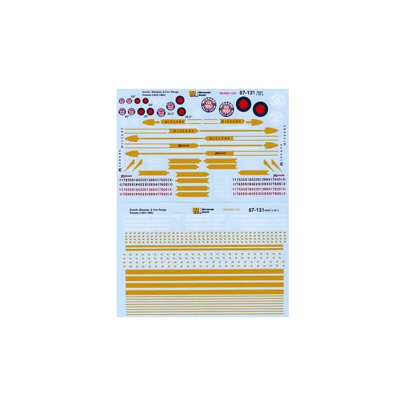 MICROSCALE DECAL 87-131 - DULUTH MISSABE & IRON RANGE DIESEL LOCOMOTIVES - HO SCALE