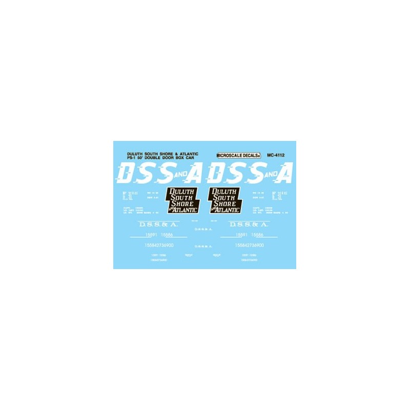 MICROSCALE DECAL MC-4112 - DULUTH SOUTH SHORE & ATLANTIC 50' DOUBLE DOOR BOXCAR - HO SCALE