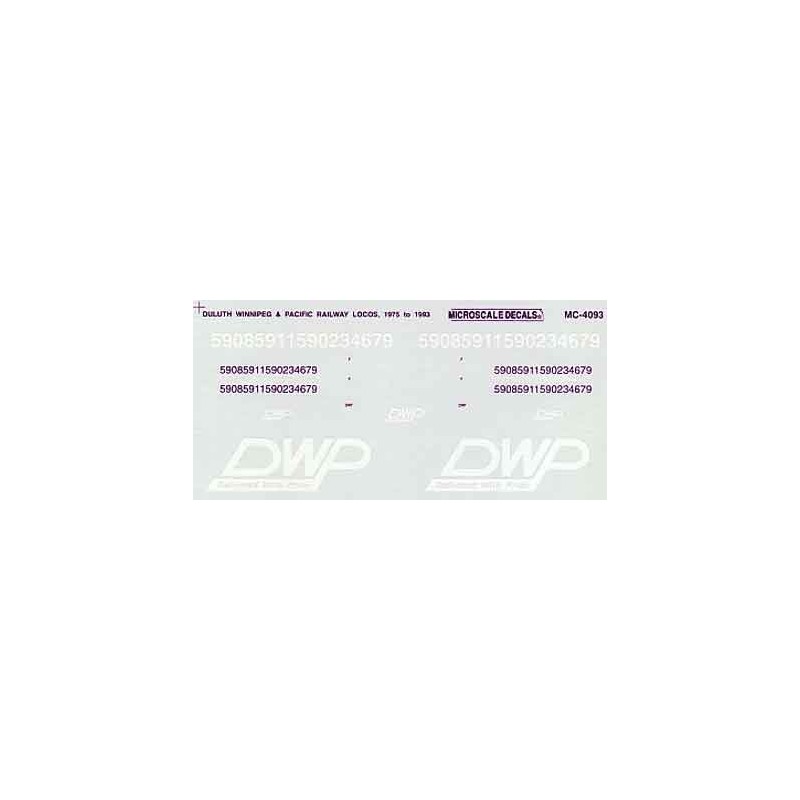 MICROSCALE DECAL MC-4093 - DULUTH WINNIPEG & PACIFIC DIESEL LOCOMOTIVES - HO SCALE