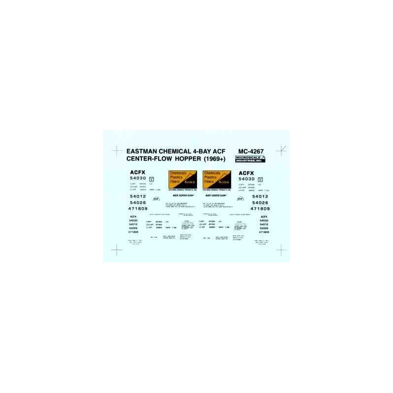 MICROSCALE DECAL MC-4267 - EASTMAN CHEMICAL COVERED HOPPER - HO SCALE