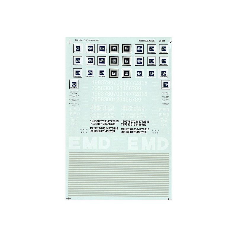 MICROSCALE DECAL 87-602 - ELECTRO-MOTIVE-DIVISION DIESEL LOCOMOTIVES - HO SCALE