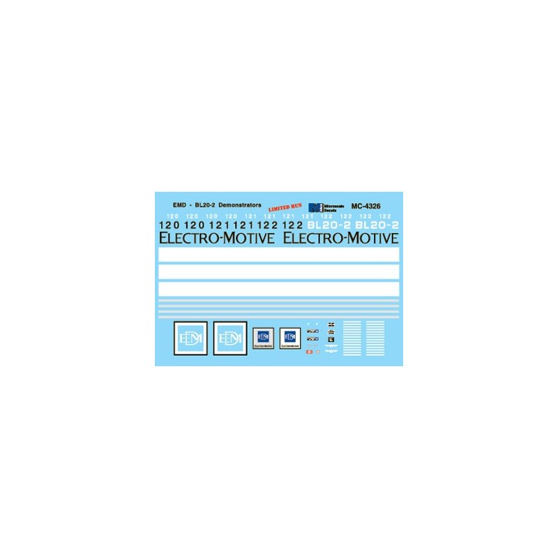 MICROSCALE DECAL MC-4326 - ELECTRO-MOTIVE-DIVISION DIESEL LOCOMOTIVES - HO SCALE