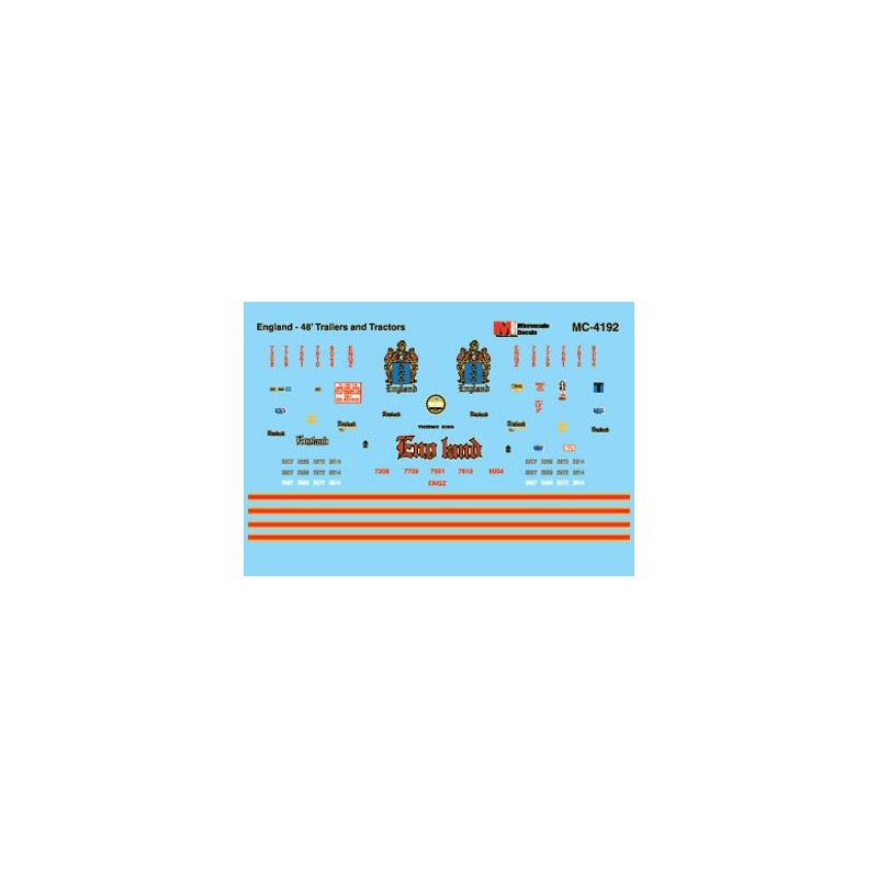 MICROSCALE DECAL MC-4192 - ENGLAND TRUCKING TRAILERS - HO SCALE