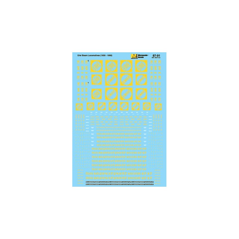 MICROSCALE DECAL 87-91 - ERIE RAILROAD STEAM LOCOMOTIVES - HO SCALE