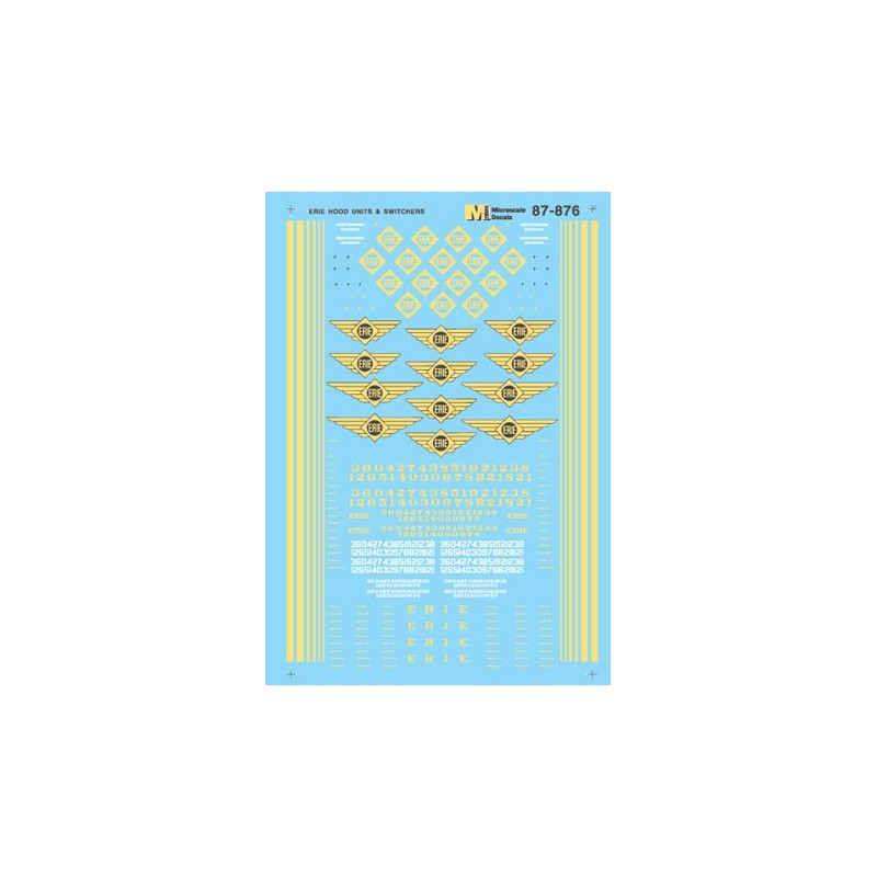 MICROSCALE DECAL 87-876 - ERIE RAILROAD DIESEL LOCOMOTIVES - HO SCALE
