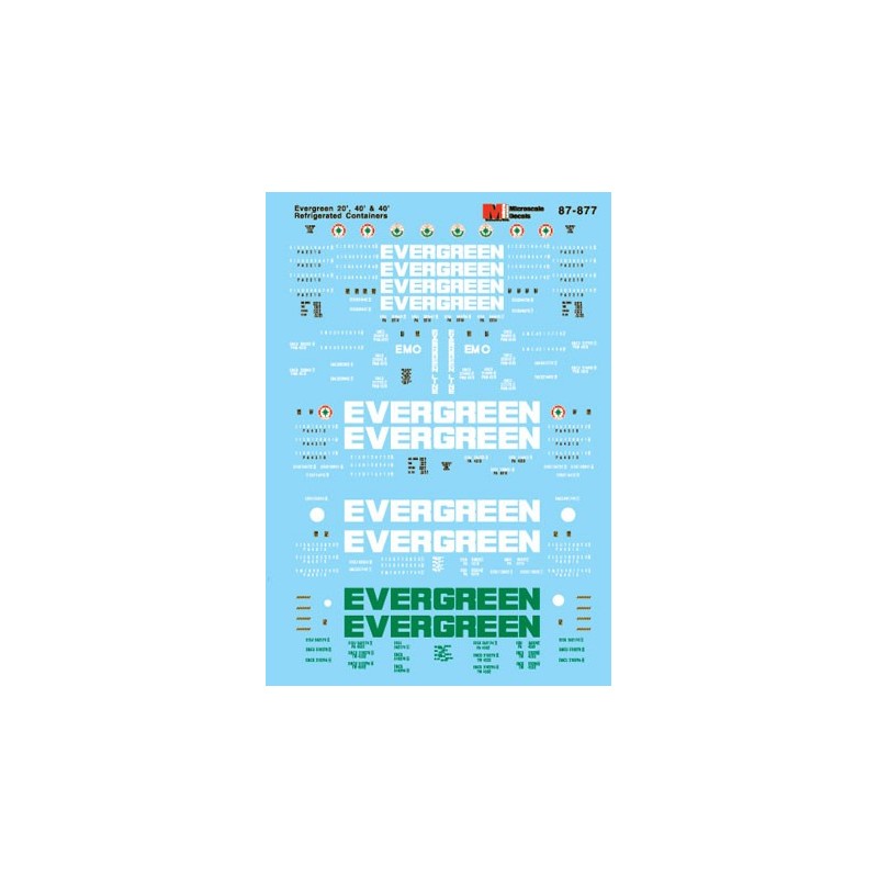 MICROSCALE DECAL 87-877 - EVERGREEN CONTAINERS - HO SCALE