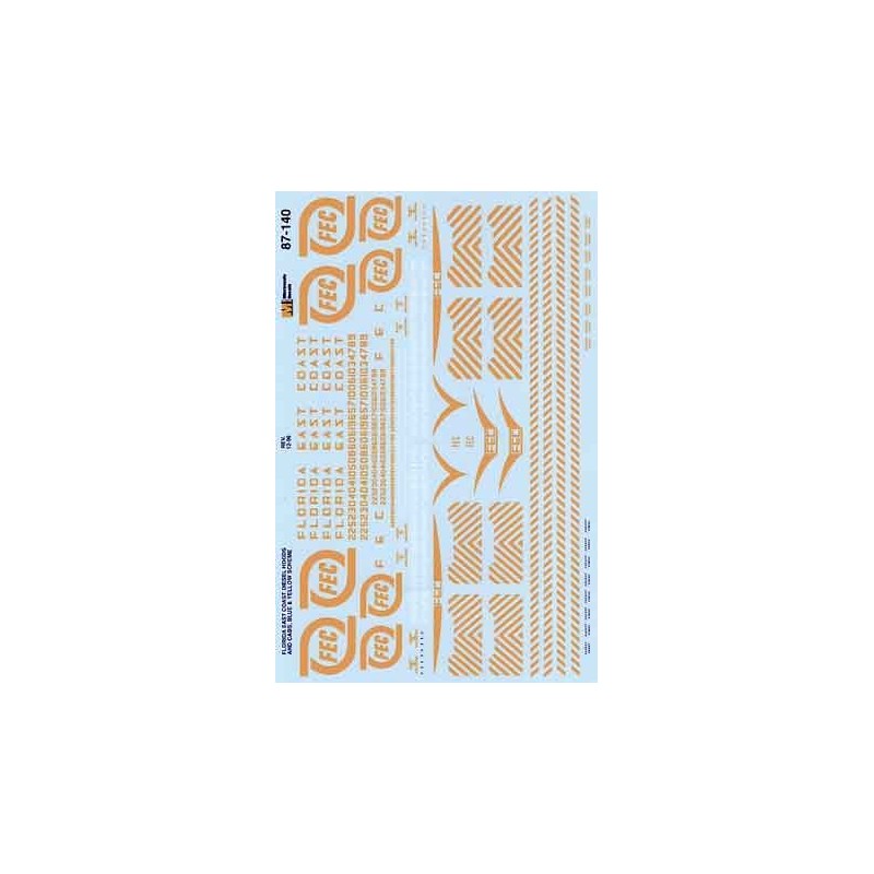 MICROSCALE DECAL 87-140 - FLORIDA EAST COAST DIESEL LOCOMOTIVES - HO SCALE