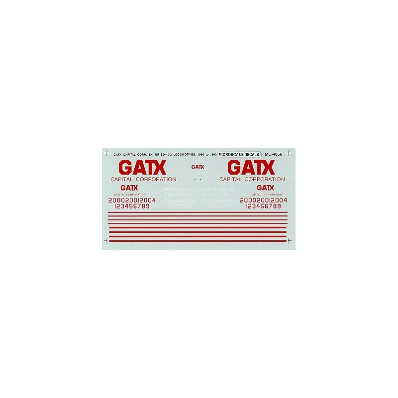 MICROSCALE DECAL MC-4058 - GATX CAPITAL DIESEL LOCOMOTIVES - HO SCALE