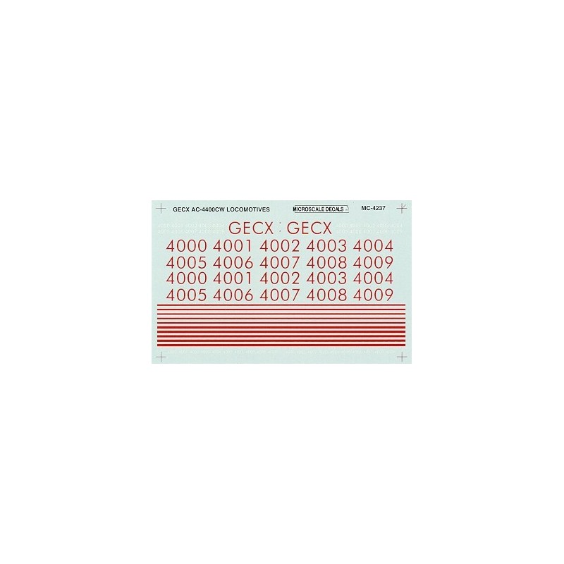 MICROSCALE DECAL MC-4237 - GECX DIESEL LOCOMOTIVES - HO SCALE