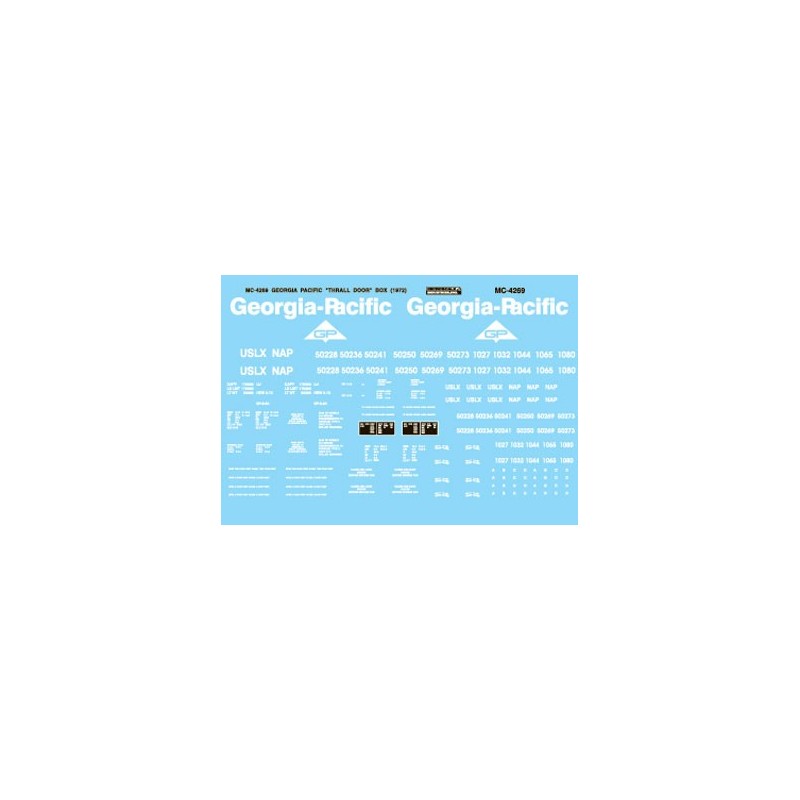 MICROSCALE DECAL MC-4269 - GEORGIA PACIFIC THRALL ALL-DOOR BOXCAR - HO SCALE
