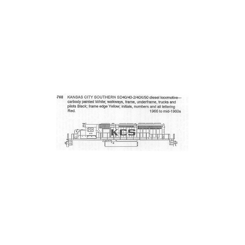 CDS DRY TRANSFER HO-768 KANSAS CITY SOUTHERN DIESEL LOCOMOTIVE - HO SCALE