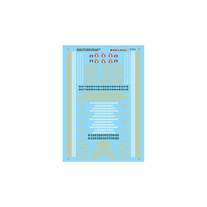 MICROSCALE DECAL 87-815 - GREAT NORTHERN DIESEL LOCOMOTIVES - HO SCALE