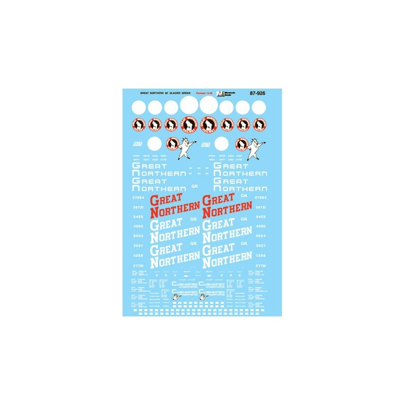MICROSCALE DECAL 87-926 - GREAT NORTHERN BOXCARS - HO SCALE