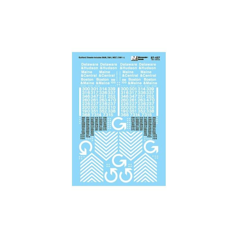 MICROSCALE DECAL 87-457 - GUILFORD DIESEL LOCOMOTIVES - HO SCALE