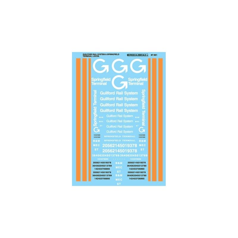 MICROSCALE DECAL 87-951 - GUILFORD DIESEL LOCOMOTIVES - HO SCALE